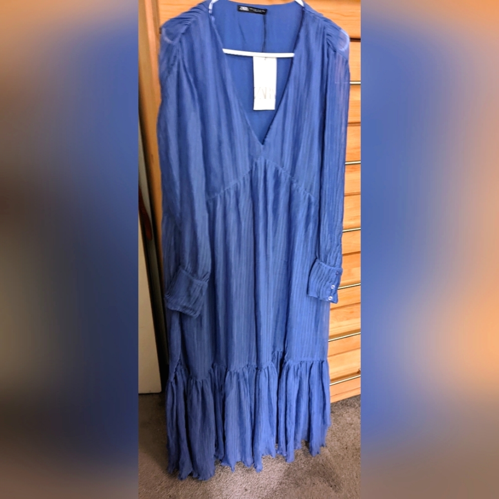 NWT ZARA maxi dress purple/periwinkle large